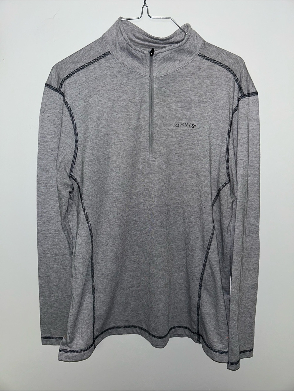 Orvis Men's Gray Quarter-Zip Performance Long-Sleeve Shirt size M